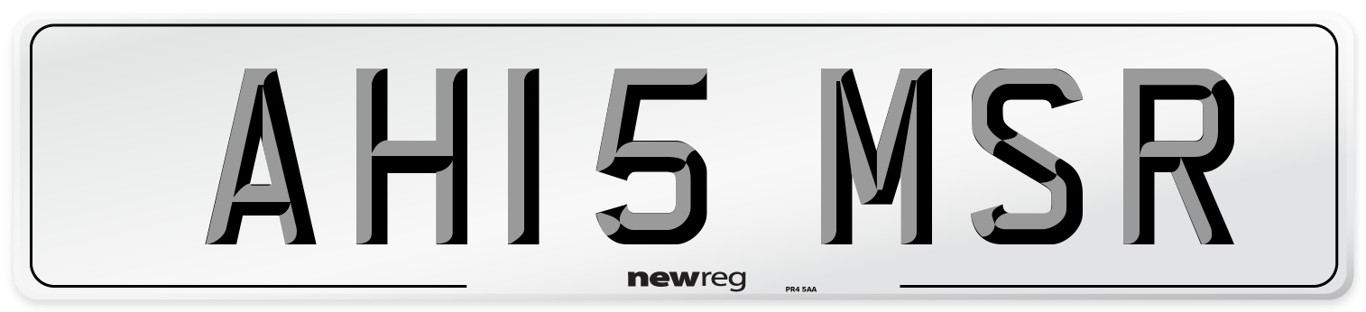 AH15 MSR Number Plate from New Reg
